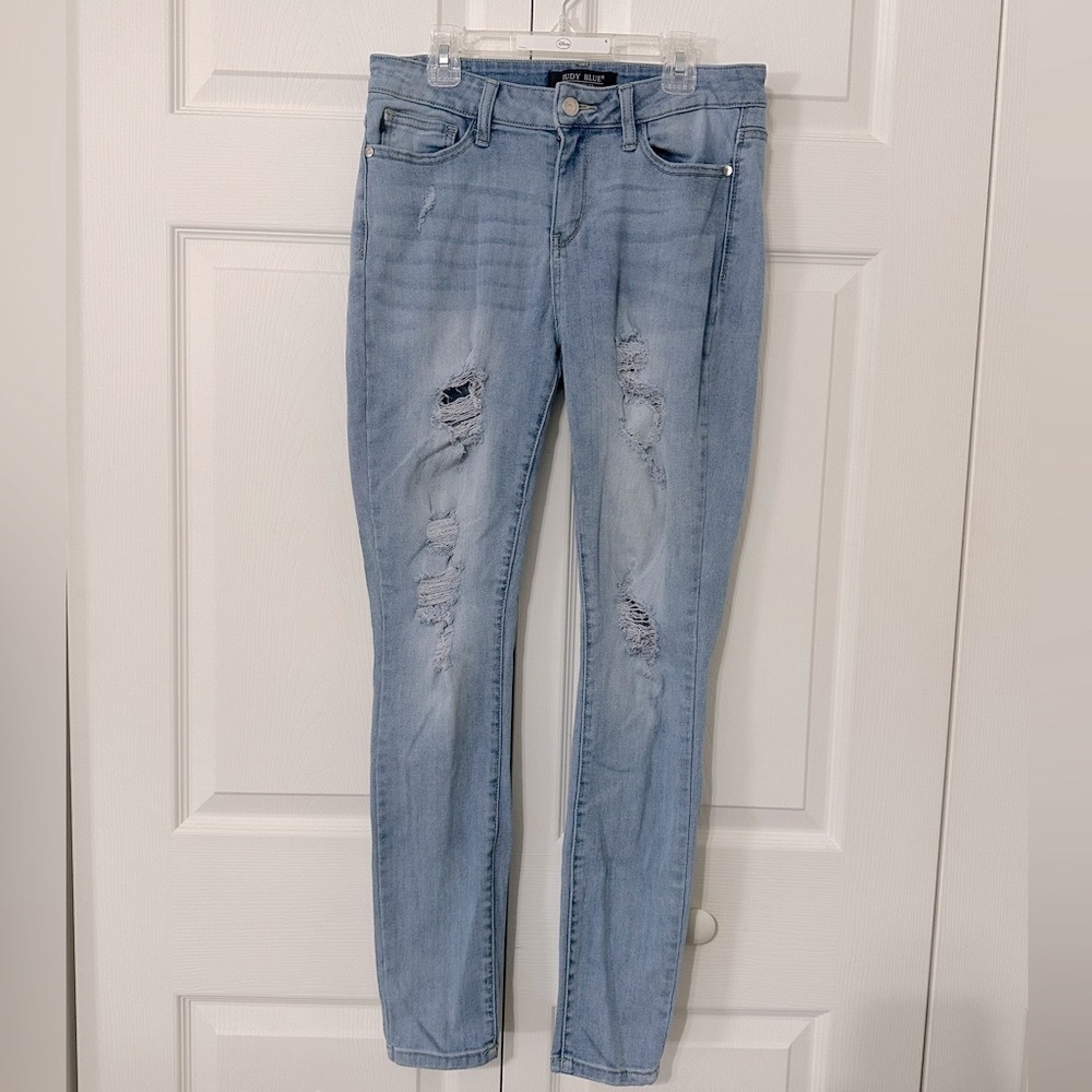 Judy Blue Light Blue Distressed Skinny Jeans